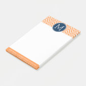 Post-it® Chevrons de marine et d'orange avec Monogramme per (Incliné)