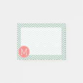 Post-it® Chevrons de menthe et de corail avec Monogramme pe (Devant)
