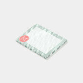 Post-it® Chevrons de menthe et de corail avec Monogramme pe (Incliné)