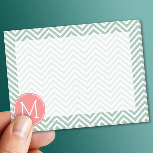 Post-it® Chevrons de menthe et de corail avec Monogramme pe