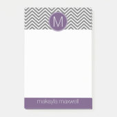 Post-it® Chevrons gris et aubergines avec Monogramme person (Devant)