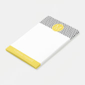 Post-it® Chevrons gris et jaune avec Monogramme personnalis (Incliné)