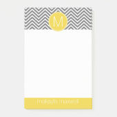 Post-it® Chevrons gris et jaune avec Monogramme personnalis (Devant)