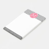 Post-it® Chevrons gris et rose avec Monogramme personnalisé (Incliné)