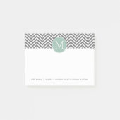 Post-it® Chevrons Monogramme Personnalisé Vert Menthe et Ch (Devant)