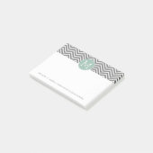 Post-it® Chevrons Monogramme Personnalisé Vert Menthe et Ch (Incliné)
