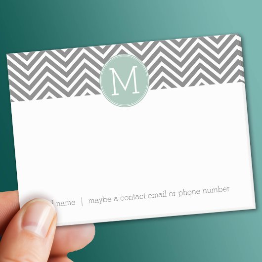 Post-it® Chevrons Monogramme Personnalisé Vert Menthe et Ch