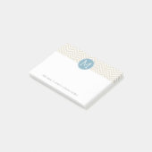 Post-it® Chevrons Pastel Bleu et Linge Monogrammes personna (Incliné)