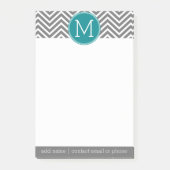 Post-it® Chevrons Turquoise et Charbon Monogramme personnal (Devant)