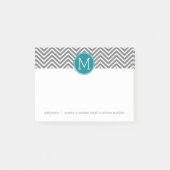 Post-it® Chevrons Turquoise et Charbon Monogramme personnal (Devant)