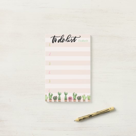 Post-it® Chic Aquarelle Cactus Bandes À Faire (Sur un bureau)