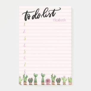 Post-it® Chic Aquarelle Cactus Bandes Roses À Faire Liste