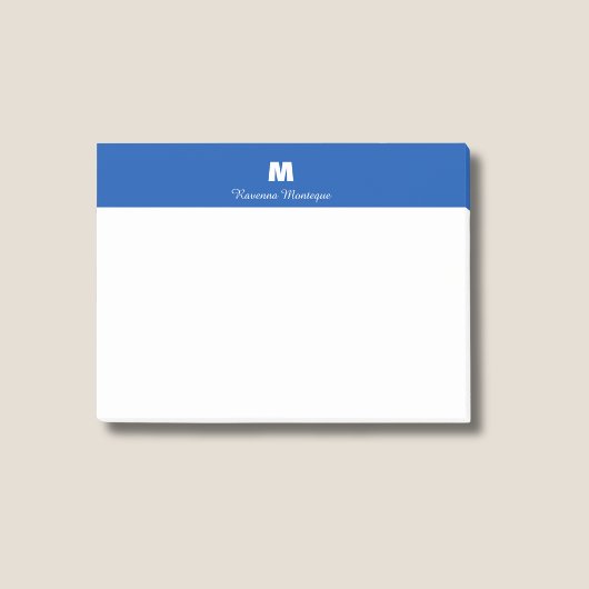 Post-it® Chic Bleu Cobalt Nom Personnalisé Lettre Monogramm