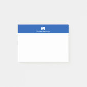 Post-it® Chic Bleu Cobalt Nom Personnalisé Lettre Monogramm (Devant)