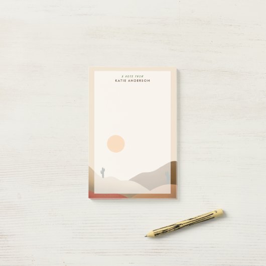 Post-it® Chic Boho Terracotta Desert Cactus Post-it Notes (Sur un bureau)