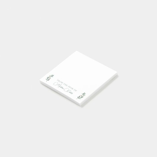 Post-it® Chic Botanique Eucalyptus Leaf vert Monogramme (Incliné)