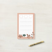 Post-it® Chic botanique féminin arrière - plan rose (Sur un bureau)
