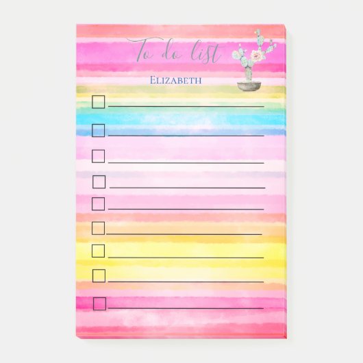Post-it® Chic Cactus Aquarelle Tripreed To Do List (Devant)