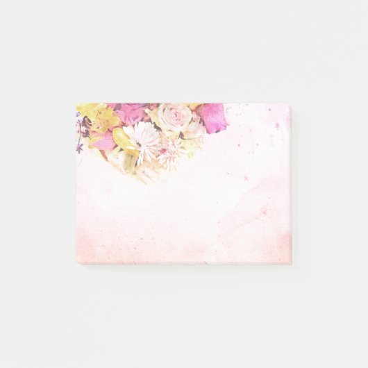 Post-it® Chic couleur aquarelle Fleurs Mariage botanique (Devant)