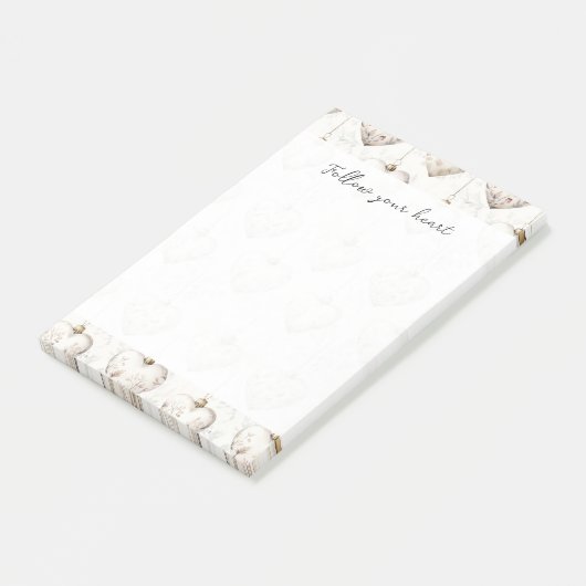 Post-it® Chic Cream Grey Hearts Ornaments   (Incliné)