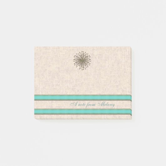 Post-it® Chic élégant dandelion rayures turquoise (Devant)