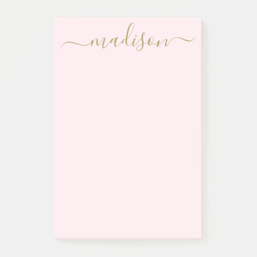 Post-it® Chic Elegant Gold Calligraphie Nom du script (Devant)