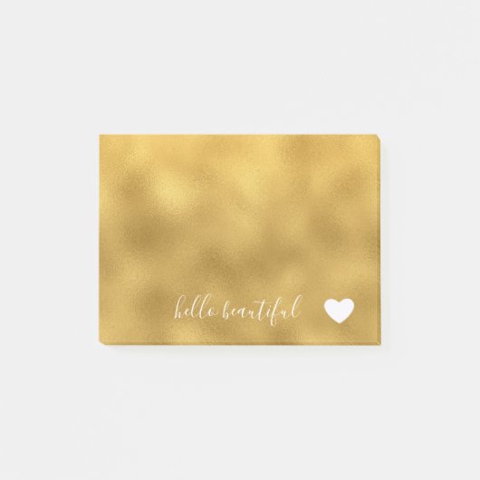 Post-it® Chic Gold Bonjour Beau Coeur (Devant)