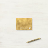 Post-it® Chic Gold Bonjour Beau Coeur (Sur un bureau)