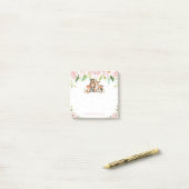 Post-it® Chic mignon Animaux Bois Fleurs Roses (Sur un bureau)