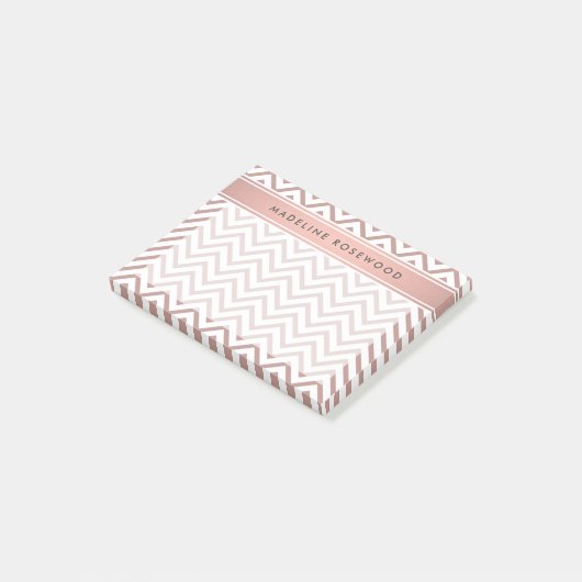 Post-it® Chic moderne Rose or Chevron Monogrammé (Incliné)