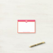 Post-it® Chic Pink Orange Geometric Modern Monogram (Sur un bureau)