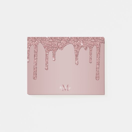 Post-it® Chic Rose Gold Parties scintillant gouttes Monogra (Devant)