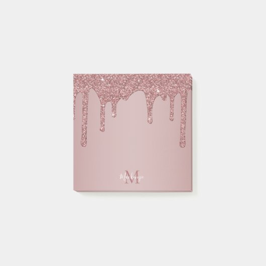 Post-it® Chic Rose Gold Parties scintillant gouttes Monogra (Devant)
