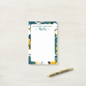 Post-it® Chic Tropical Vert Jaune Blanc Floral Motif (Sur un bureau)