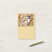 Post-it® Chickadee au plafond noir - Photo originale (Sur un bureau)
