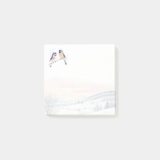 Post-it® Chickadee Bird in Winter Christmas (Devant)