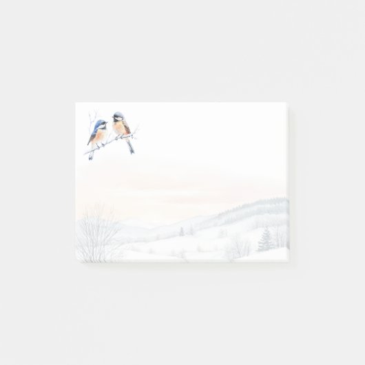 Post-it® Chickadee Bird in Winter Christmas (Devant)