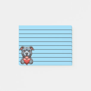 Post-it® Chien adorable embrassant un cœur avec une express