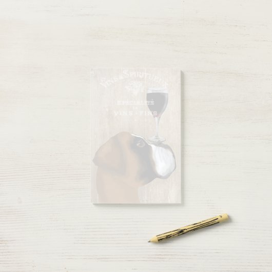 Post-it® Chien Au Vin Boxer (Sur un bureau)