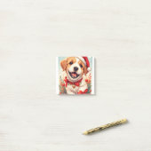 Post-it® Chien blanc marron adorable (Sur un bureau)