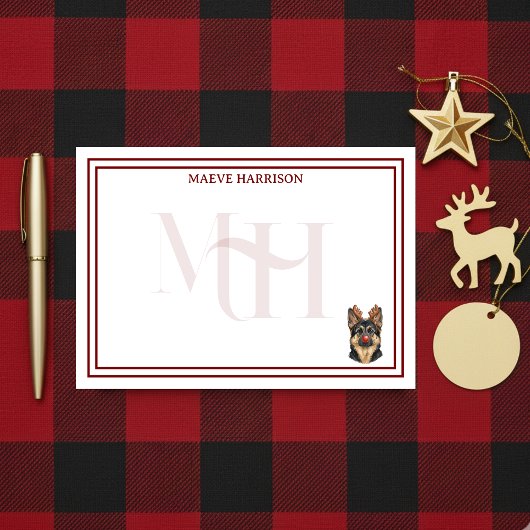 Post-it® Chien de berger allemand de Noël avec monogramme p