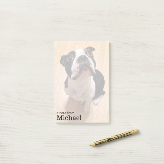 Post-it® Chien de Boston Terrier (Sur un bureau)