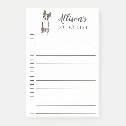 Post-it® Chien de Boston Terrier personnalisé pour faire la (Devant)