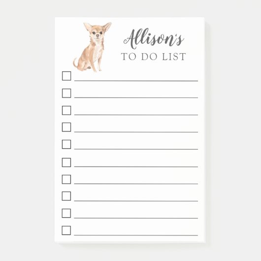 Post-it® Chien de chiwawa d'aquarelle personnalisé pour (Devant)