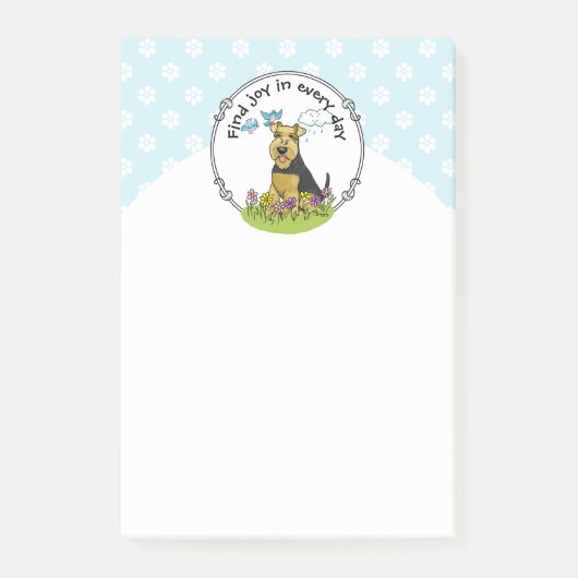 Post-it® Chien de Terrier gallois avec fleurs - mignon (Devant)