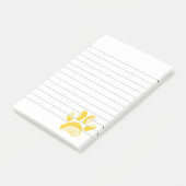 Post-it® Chien de tournesol jaune Empreinte de patte lié (Incliné)
