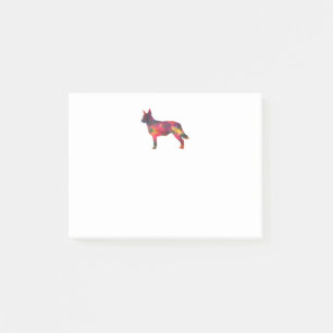 Post-it® Chien Heeler bleu Motif géométrique Silhouette Mul