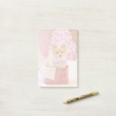 Post-it® Chien mignon avec cou rose Photographie de Noël (Sur un bureau)