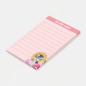 Post-it® Chien mignon avec des fleurs sur rose (Incliné)