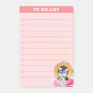 Post-it® Chien mignon avec des fleurs sur rose